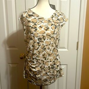 DKNY Women’s Sleeveless Blouse w/ asymmetrical design Brand new w/ tags Size L
